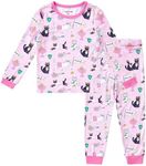 pureborn Kids Viscose from Bamboo Pajamas Set Girls Pjs Cat Tennis 6-7Y