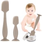 Baby Diaper Cream Spatula,2Pack Silicone Diaper Cream Applicator Baby Butt Paste Spatula Diaper Cream Brush for Newborn Baby, 1 x Large Size,1 x Small Size (Khaki)