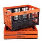 VEVOR Plastic Collapsible Storage Basket, 45L 3 Packs, Folding Stackable Storage Containers/Bins with Handles, Large Heavy Duty Containers for Clothes, Toys, Books, Snack, Shoes and Grocery Organizing