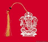 Art & Craft Lord Ganesha Metal Bookmark with Tassel,Pendant Charm, School Supplies Page Holder Charm - Golden Color