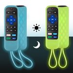 2 Pack Case for Roku Express/Streaming Stick/Premiere - Silicone Remote Cover for TCL Hisense Roku TV Remote Sleeve Skin Smart TV Anti Slip Remote Protective Cover Glow in The Dark (Glow Blue + Green)