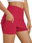 AUTOMET Womens Tennis Skirts Mini Skorts Golf Shorts Athletic Dress Workout Vacation Outfits Pockets Teen Girl Clothes Red L