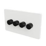 SAMOTECH Zigbee UK Smart Dimmer NO NEUTRAL compatible with Philips Hue, Home Assistant - White/Black 4-Gang Zigbee Dimmer