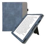 kwmobile Cover Compatible with Amazon Kindle Scribe Cover - Faux Leather/Suede Case with Stand - Dark Blue/Grey