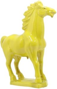 Ceramic Horse Sculpture -Gold Yellow- 9 inch Hand Made Tang Tri-Color China Cultural Art Piece for Home, Office Decor