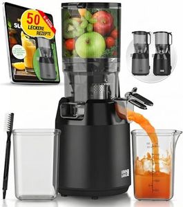 LEBENLANG Entsafter Slow Juicer - Inkl. Rezeptbuch & Große 130mm Öffnung I Perfekt für Obst ganze Früchte und Gemüse 100% BPA-Frei I Best Juicer Machine Saftpresse elektrisch Masticating Green Press