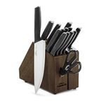 Select by Calphalon™ Self-Sharpening Knife Set with Block, Cutlery Set, 15-Piece, with SharpIN™ Self-Sharpening Knife Block, Dark Wood