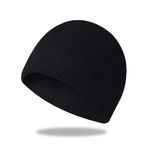 CYNROFVEN Winter Hats for Women Mens Beanie Skull Cap Soft Warm Plain Toboggan Hats for Cold Weather Black