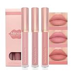 Lip Gloss Set Lipstick Set, 3 Pcs Nude Lip Gloss, Long Lasting Non Stick Cup Matte Liquid Lipstick, Moisturizing Waterproof Pink Lipgloss, Smooth Velvet Texture Lipstick Sets For Women