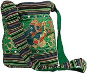 Tribe Azure Green Om Elephant Hobo Shoulder Bag Large Roomy Messenger Crossbody Sling Slouch Boho Casual Fashion Comfortable Everyday Multi Pockets Functional Laptop Books Market