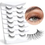 Eyelashes Mink Fluffy Eyelashes Natural Look False Lashes Wispy Natural Lashes Volume Lashes Cat Eye Lashes 7 Pairs D12