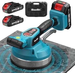 Seesii KP-160B Tile Vibration Tool, Cordless Tile Vibrator Leveling Machine with 2×2000mAh Batteries, 160mm Large Suction Strong Grip, 12-Speed Adjustable Tile Tools for Floor/for the Pro and DIY