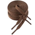 VSUDO 2 Pairs 110 cm Flat Brown Shoe Laces for Trainers, 8mm Wide Brown Laces for Trainers, Brown Trainer Laces, Replacements Canvas Sneakers Brown Shoelaces for Women or Men (2 Pairs-Brown-110CM)