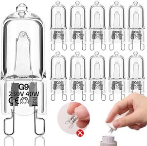 unnderwiss Bombilla G9 10pcs 40W 230V 2900K 480LM Regulable Blanco Cálido bombilla halogena G9 Bombilla de Cápsula G9 para Bombilla de Horno, Luz de Techo,Luz de Pared, Iluminación de Armario y más。