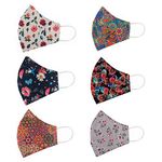 STAR WORK Face Mask Reusable Adjustable Washable Cotton Masks for Adult (6 Pcs, Fashion Flowers)