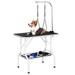 Yaheetech 36" Adjustable Pet Dog Grooming Table with Storage Basket 2 Grooming Loops Arm Pet Beauty Trimming Salon Table Maximum Capacity Up to 100KG