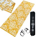 House of Handmade Premium Yoga Mat for Women Men Pure Cotton Anti Slip with Carry Bag & Strap | Eco-Friendly 8mm Thick Home & Gym Use Machine Washable, xl Yellow