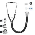 SCIAN Stethoscope Sprague Rappaport for Doctors, Nurses, School Students, and Home Use, Multi-fuctional Cardiology Stethoscope Dual Head with Adult, Pediatric, and Infant Convertible Bell (Black)