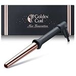 Golden Curl Hair Curler Curling Iron Wand - 5 Year Peace of Mind - Portable Curling Tong with Tourmaline Ceramic Barrel for Short and Long Hair Styling Waves at Home or Travel