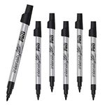 6 x BIC Intensity Metal PRO Permanent Marker, Fine Tip, Bullet Point Pens For Wood, Glass, Plastic & Metal [BLACK] (OEM Packed - Non-Retail Packaging)