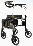 Mediwise Evolution Trillium lightweight Rollator Walkers for seniors with seat, large 8'' wheels, easy walk for elders (Regular), Black