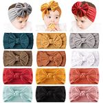 12 Pack Baby Nylon Headbands Hairbands Hair Bow Elastics, Newborn Head Bands Infant Toddler Hairbands, Bows Child Hair Accessories for Baby Girls Newborn Infant Toddlers Kids