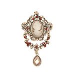 lureme Vintage Elegant Victorian Lady Beauty Cameo with Crystal Brooch Pin (br000017), Zinc, crystal