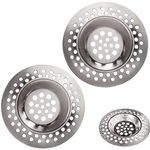 (Set of 2) Tomario Stainless Steel Kitchen Sink Strainer Plug, Standard Strainer Drain Protector for Bathroom/Kitchen, Hair Catcher for Bathtub/Shower 3 inches 7.0 cm