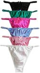 Yavorrs 6pcs Women's Silk Panties G-Strings Thongs Size S M L XL 2XL (M, 6 Pack A)