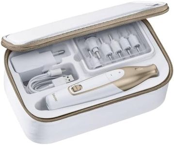 Beurer MP 64 Manicure/Pedicure Set, Electric Nail Cutter with Battery, 10 Attachments for Nail Care for Beautiful Hands and Feet, with LED Light, White and Gold