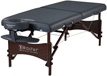 Master Massage Newport Portable Massage Table Package with Denser 2.5" Cushion, Walnut Stained Hardwood, Steel Support Cables, Pillows & Accessories, Royal Blue, 30"