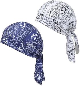 Paisley Cooling Headscarf Cap Set, 2026 New Breathable Sweat Wicking Head Wrap Hat for Men Women (2, Blue & White)