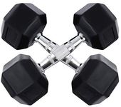 Body Tech Pair of 12.5KG Rubber Coated Hex Dumbbell with Contoured Chrome Handle.