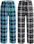 Ekouaer Boys Pajama Pants Long Sleep Pants 2 Pack Plaid Pajama Bottoms Elastic Waist Sleepwear With Pockets 6-7 years