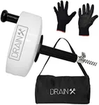 DrainX Pro 50-FT Steel Drum Auger Plumbing Snake | Drain Cleaning Cable with Work Gloves and Storage Bag