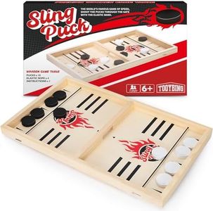 TooyBing Large Fast Classic Slingshot Puck Game, Super Winner Wooden Hockey Board Games for Family Night, Table Game for Adults and Kids, 2 Player Games for Ages 6 and Up, Test Your Speed and Accuracy