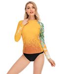 ADOREISM Womens Long Sleeve Rash Guard Compression UPF 50+ Swim Shirts Surf Swimsuit Top (King Kong,M)