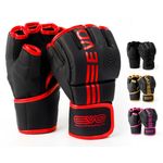 EVO Fitness Matte Black MMA Gloves Martial Arts Mitts Grappling Sparring Men Muay Thai Cage Fighting Boxing Combat Sports Women pink UFC Punching Bag Training (Large, Red)