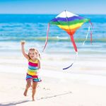 Simxkai Kite for Kids - Easy to Fly Rainbow Kite - Best Delta Kite for Beginners Toddlers - 51"x 32" Durable Kite c/w 300ft String