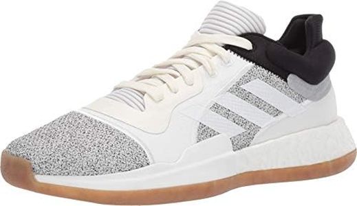 adidas Men's Marquee Boost Low Basketball Shoe, Off White/White/Black, 13.5