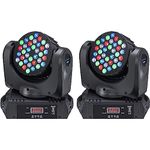 BETOPPER Stage Lights, 36x3W LED Wash Lights RGBW, DMX/Sound Activated DJ Lights, Moving Head Lights for DJ Show, Bar, KTV, Disco, Party Lighting (2 Counts)