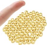 18k Gold Plated 925 Sterling Silver Beads for Jewelry Making,Smooth Round Ball Beads Spacer Beads for Ring Necklace Earring Bracelets Making (Made in Italy 2.5mm)