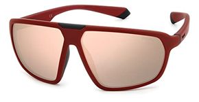 POLAROID Unisex Square Sunglasses Matte Burgundy Black Frame, Rose Gold Lens (61) - Pack of 1