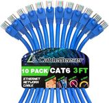 CableGeeker Cat 6 Ethernet Cable 3 ft (10-Pack) - Cat6 Patch Cables, Snagless RJ45, Cat 5e Cat 6 Patch Cable, Cat 6 Cable, 3 Foot Cat6 Ethernet Cables, Network Cable, Internet Cable - 3 Feet Black