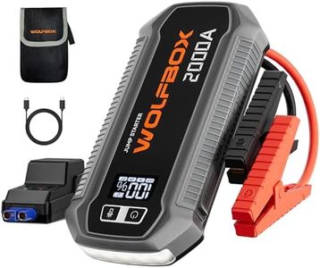 WOLFBOX 2000A Jump Starter Power Pack, 44.4Wh Car Starter Power Bank with 30W Quick Charge,LED Display,12V Car Battery Booster Jump Starter (7L Gas 6L Diesel Engine) with Booster,LED Light,Jump Leads