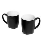 Homvare Porcelain Coffee Mug, Tea Cup for Office and Home Suitable for Both Hot and Cold Beverage Dishwasher and Microwave Safe, 12 oz - Black - 2 Pack