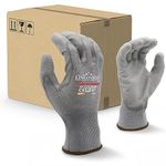 LINCONSON 20 Pack Ultimate Grip Construction Mechanic Work Gloves PU Coated (L (Pack of 20), Grey)