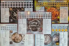 Canadian Penny Nickel Dime Quarter Halve Half and Coin Dollar Hunting and Collecting Mat Laminate Set of 5 11"x17"