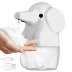 Lotion Soap Dispensers, Automatic Soap Dispenser Elephant Foaming Soap Dispenser 250ML 2 Modes USB Rechargeable Touchless Hand Soap Dispenser for Kids Bathroom White