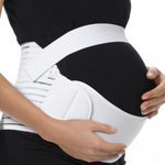 COLO Maternity Belt Back Support Adjustable Belly Band Pregnancy Belt Support Brace Abdominal Binder Waist Support Comfortable Girdle for Back Pain Relief, Running, Sitting, unisex, White, Large